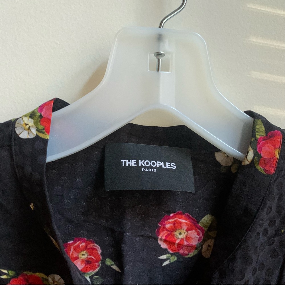 The Kooples English Flower Long Sleeve Jacquard Silk Blend Shirt - Picture 3 of 6